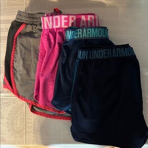 Lot of under Armour shorts. All fit like large, except mesh fit like medium